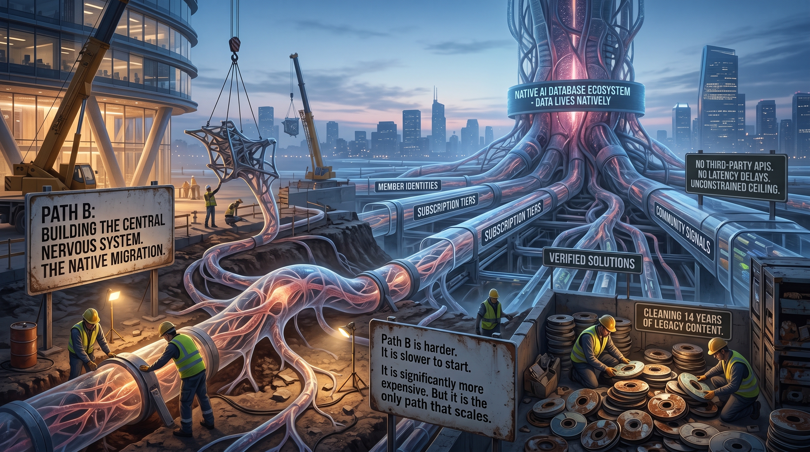 Hand-drawn sketchnote illustrating Path B: Own Your Architecture and Build Your Internal Brain